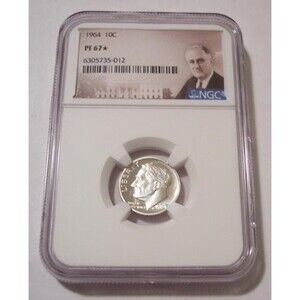 1964 Roosevelt Dime Proof PF67 Star NGC Portrait Label